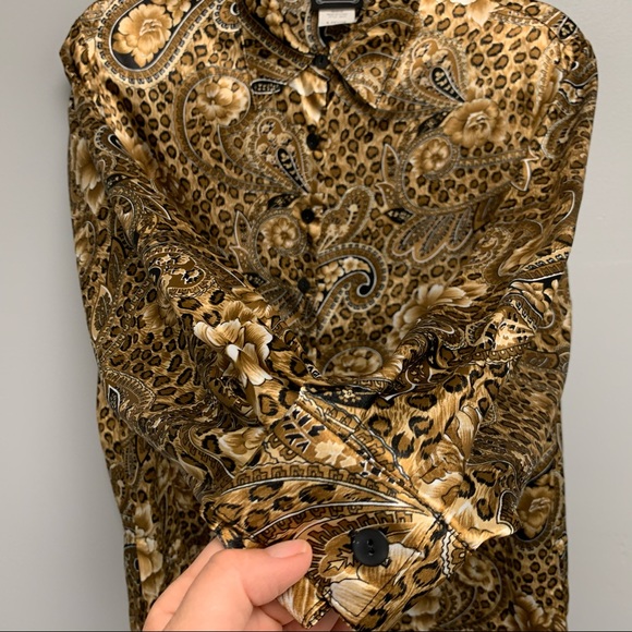 Retro Cheetah Floral Paisley Long Sleeve PS - Picture 5 of 11